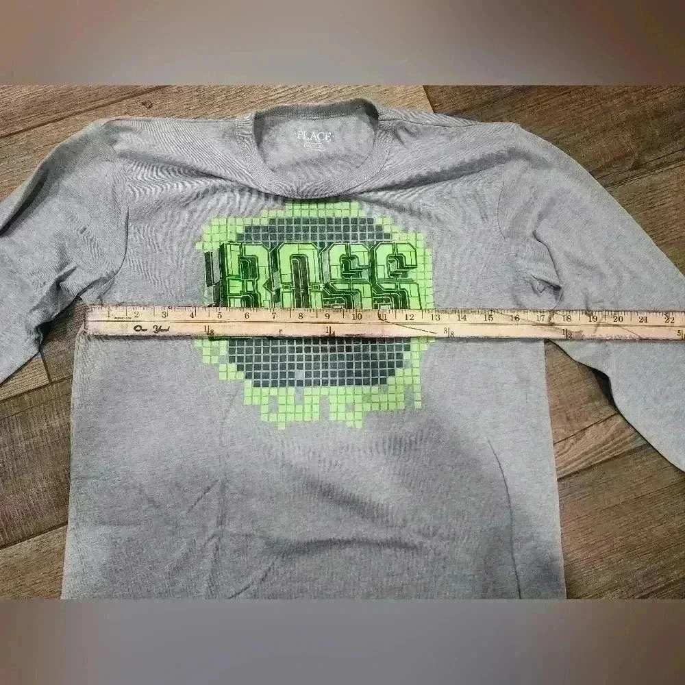 Children's Place Boys XL 14 Long Sleeve Tee Grey 